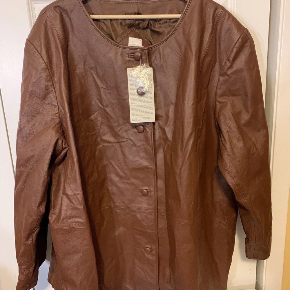 Roaman's Chocolate Leather Jacket‎